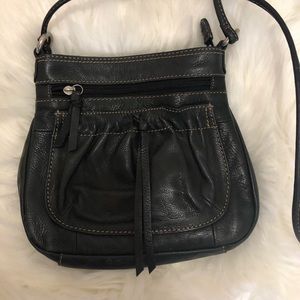 Fossil black leather crossbody purse